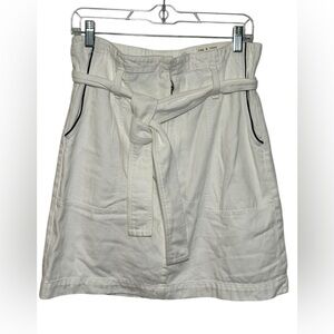 Rag & Bone High Waist White with Black Piping Denim‎ Skirt with Tie Size 28